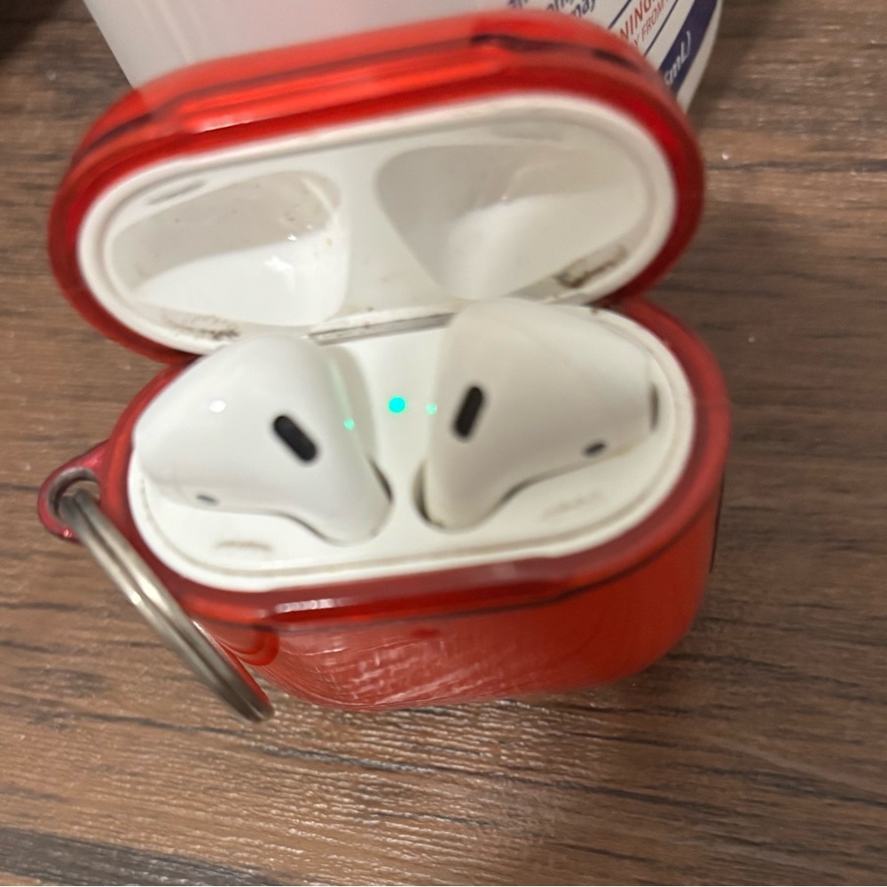 Apple Wireless Earbuds with Vibrant Red Case